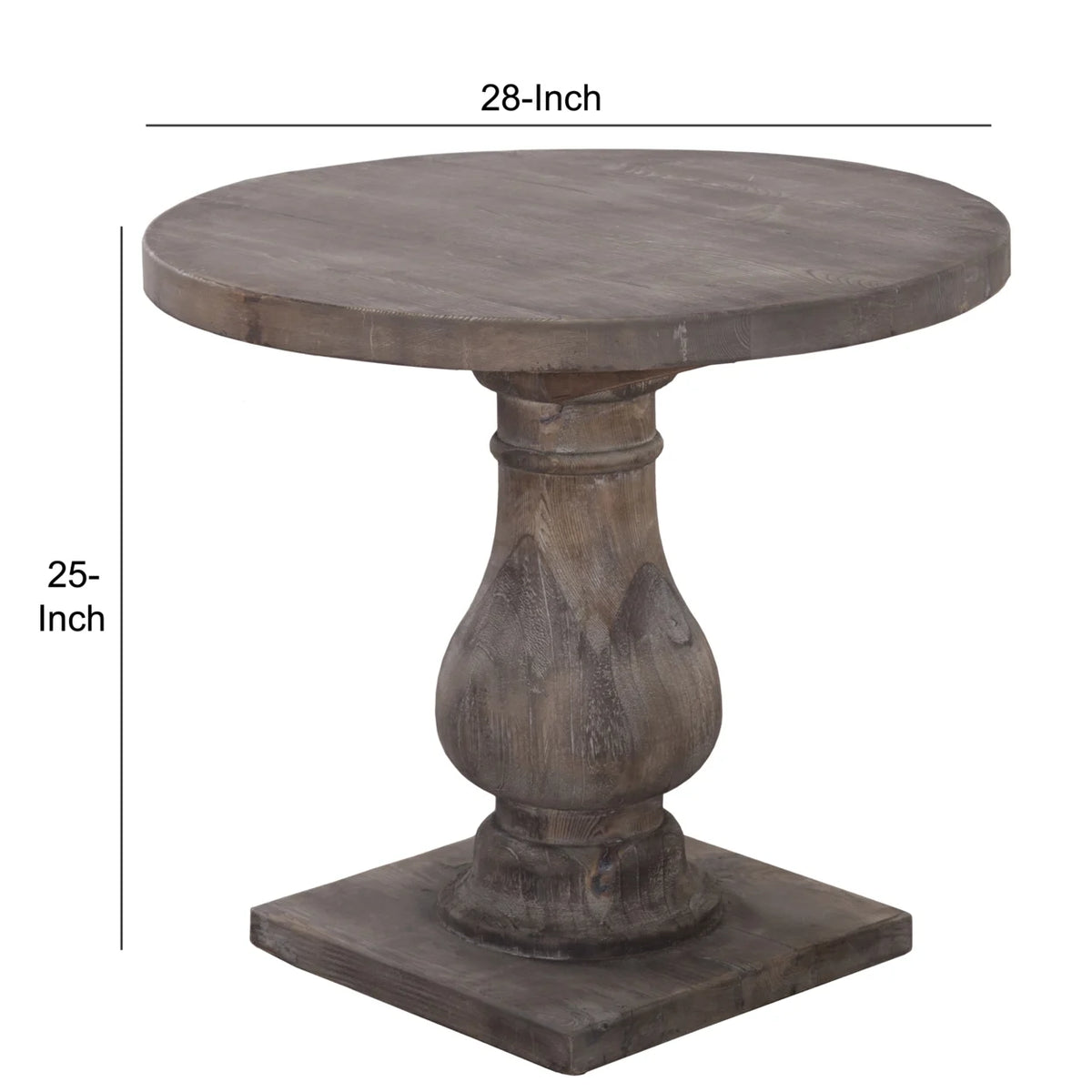 Brown Round Wood End Table with Pedestal Base X7994