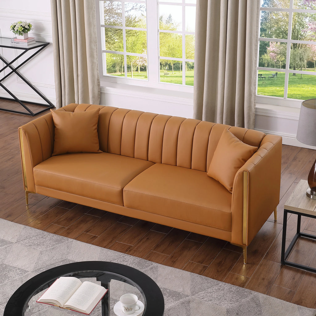 3 Seater PU Leather Sofa with 2 Pillows Z341104