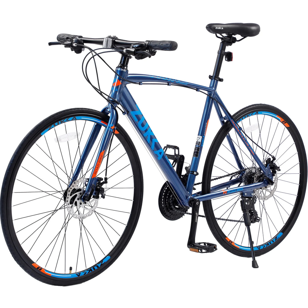 24 Speed 700C Road Bike with Aluminum Frame Disc Brakes, Blue R934