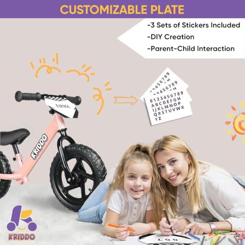 12 Inch Toddler Balance Bike with Customize Plate, Black C7146