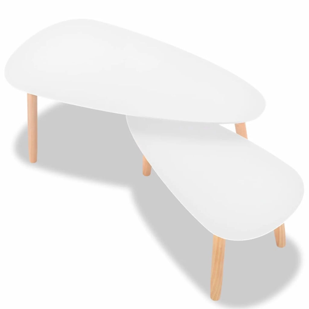 White 2 Piece Solid Pinewood Coffee Table Set P66121