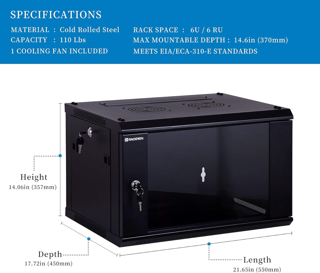 6U Wall Mount Server Cabinet Network Rack Enclosure E20452