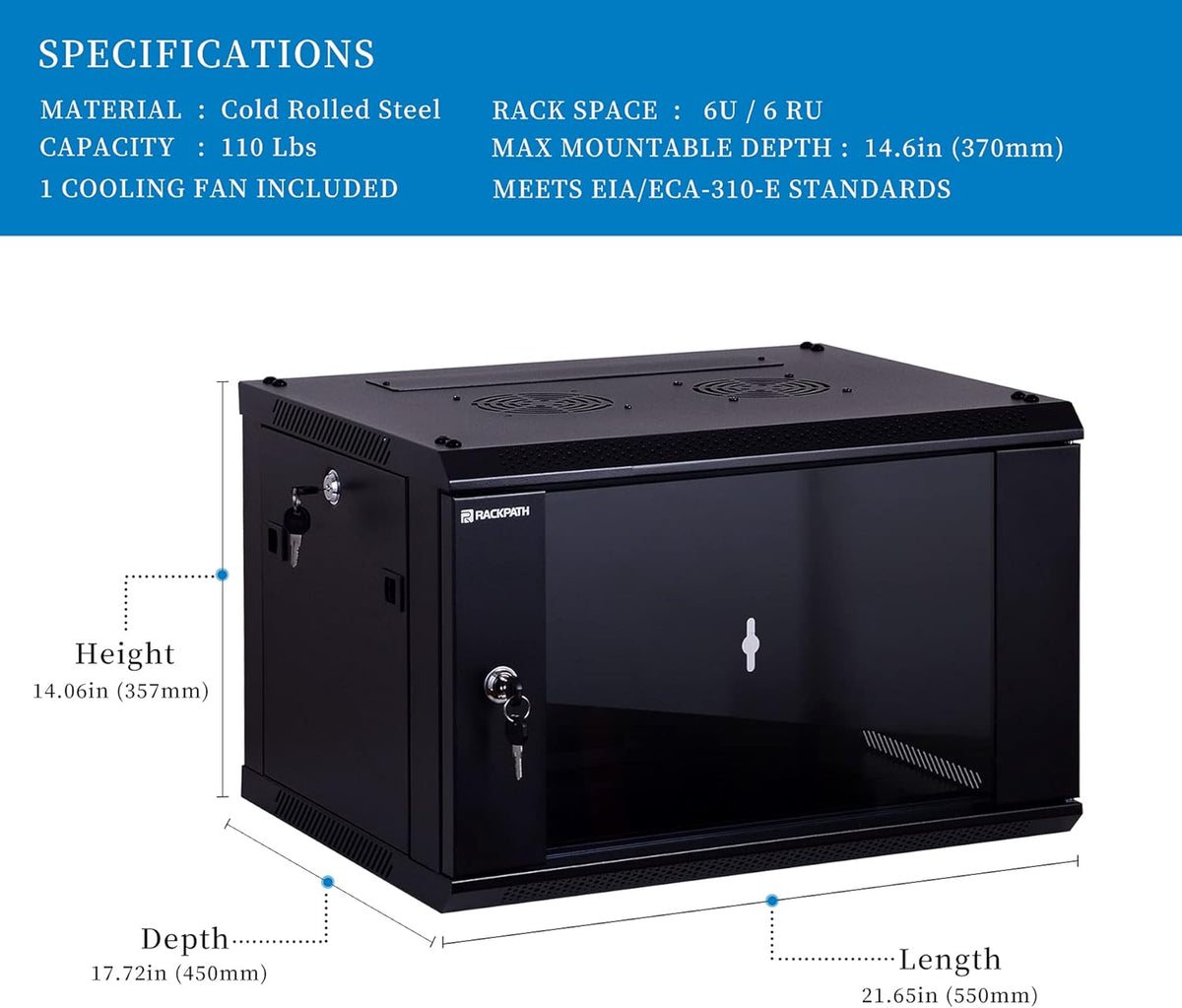 6U Wall Mount Server Cabinet Network Rack Enclosure E20452