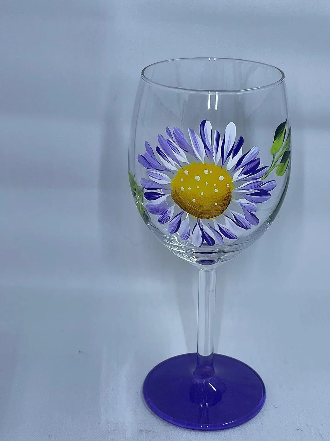 Hand Painted Flower Wine Glasses Stemless 15 Oz Glass Z75082