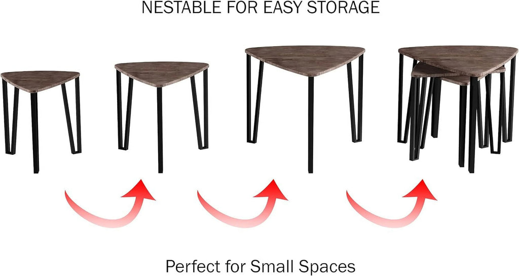 Set Of 3 Woodgrain Nesting Tables X7907