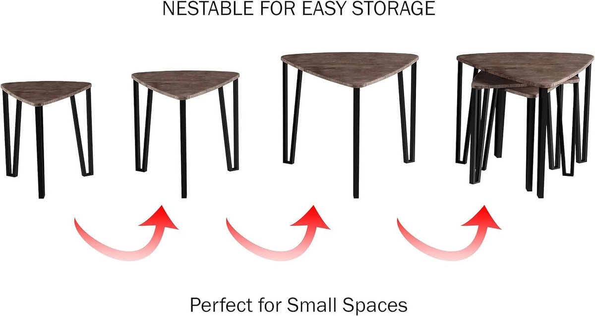 Set Of 3 Woodgrain Nesting Tables X7907