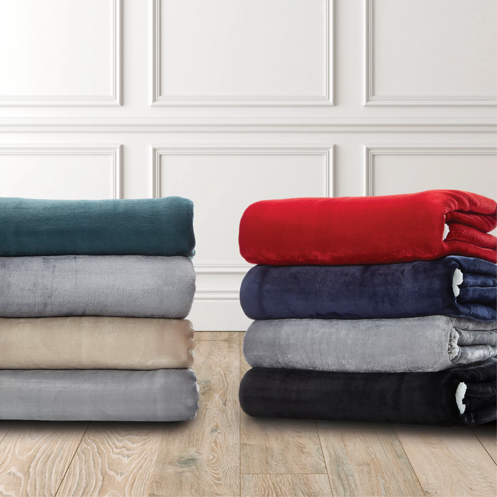 Flannel Reversible Sherpa Throw Blanket 60"x 80" Navy I306