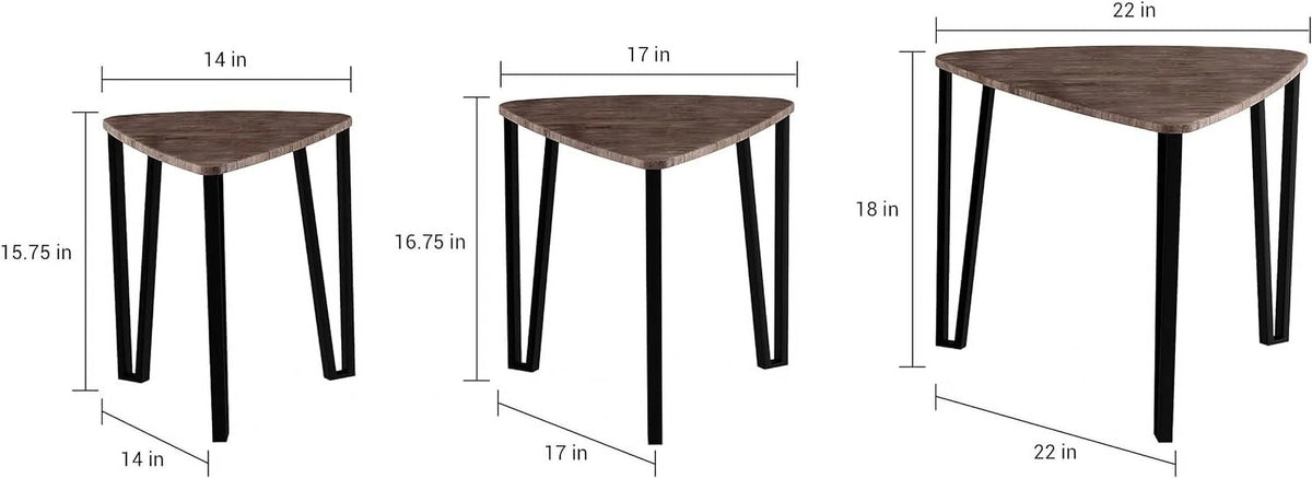 Set Of 3 Woodgrain Nesting Tables X7907