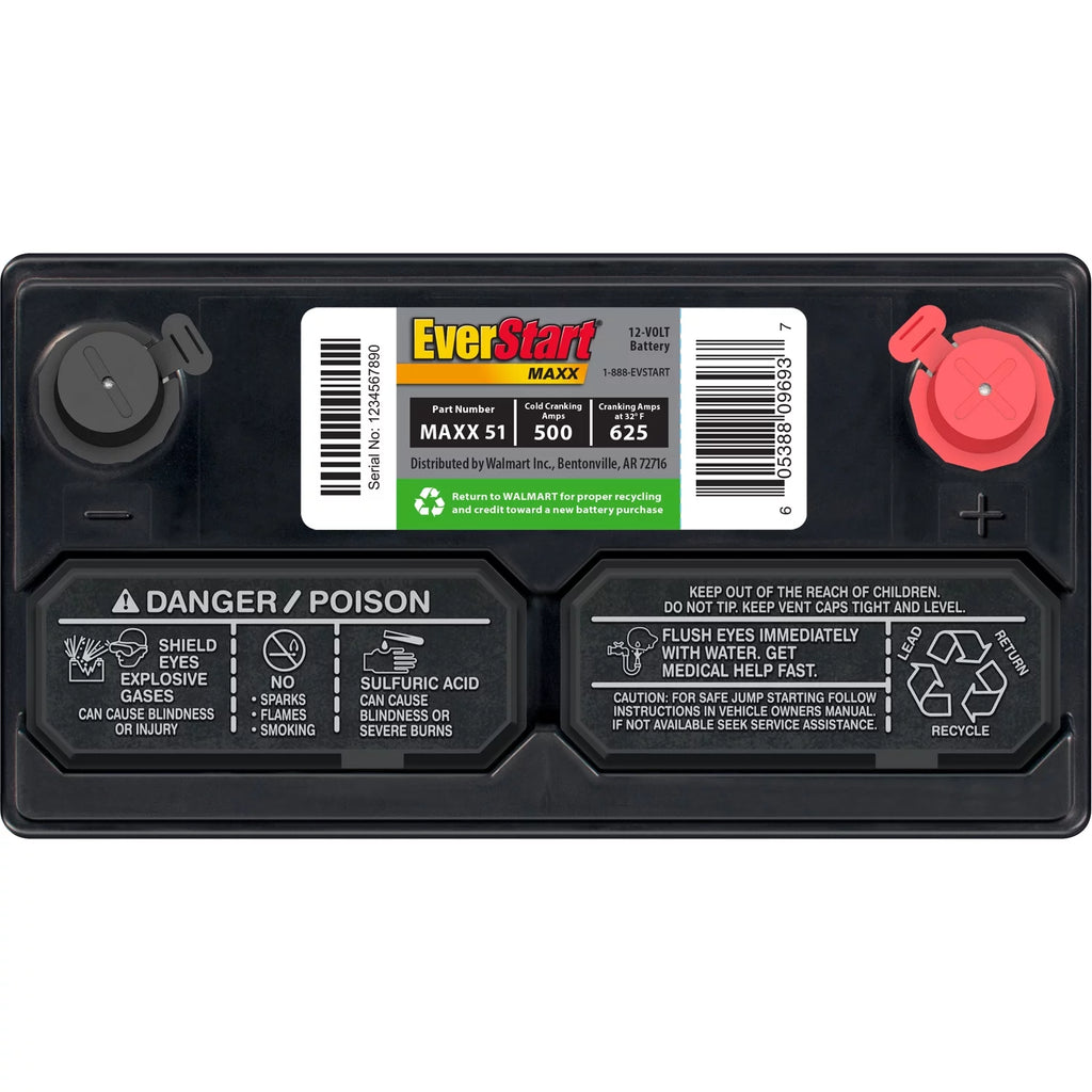 Lead Acid Automotive Battery Group Size 51 12 Volt 500 CCA T6304