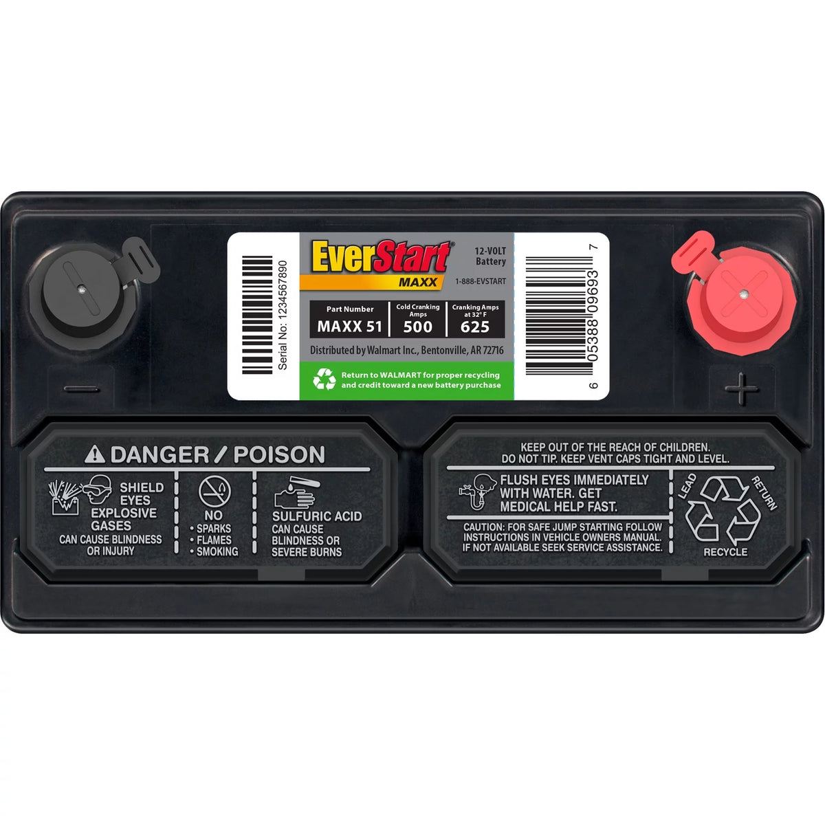 Lead Acid Automotive Battery Group Size 51 12 Volt 500 CCA T6304