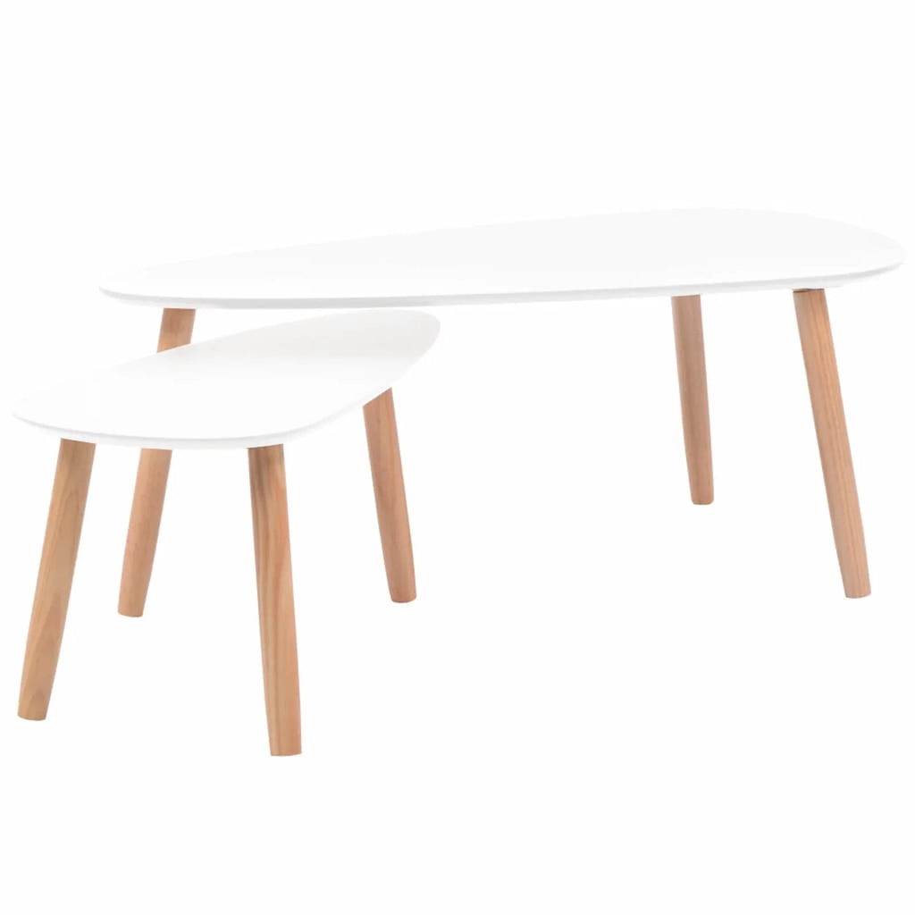 White 2 Piece Solid Pinewood Coffee Table Set P66121
