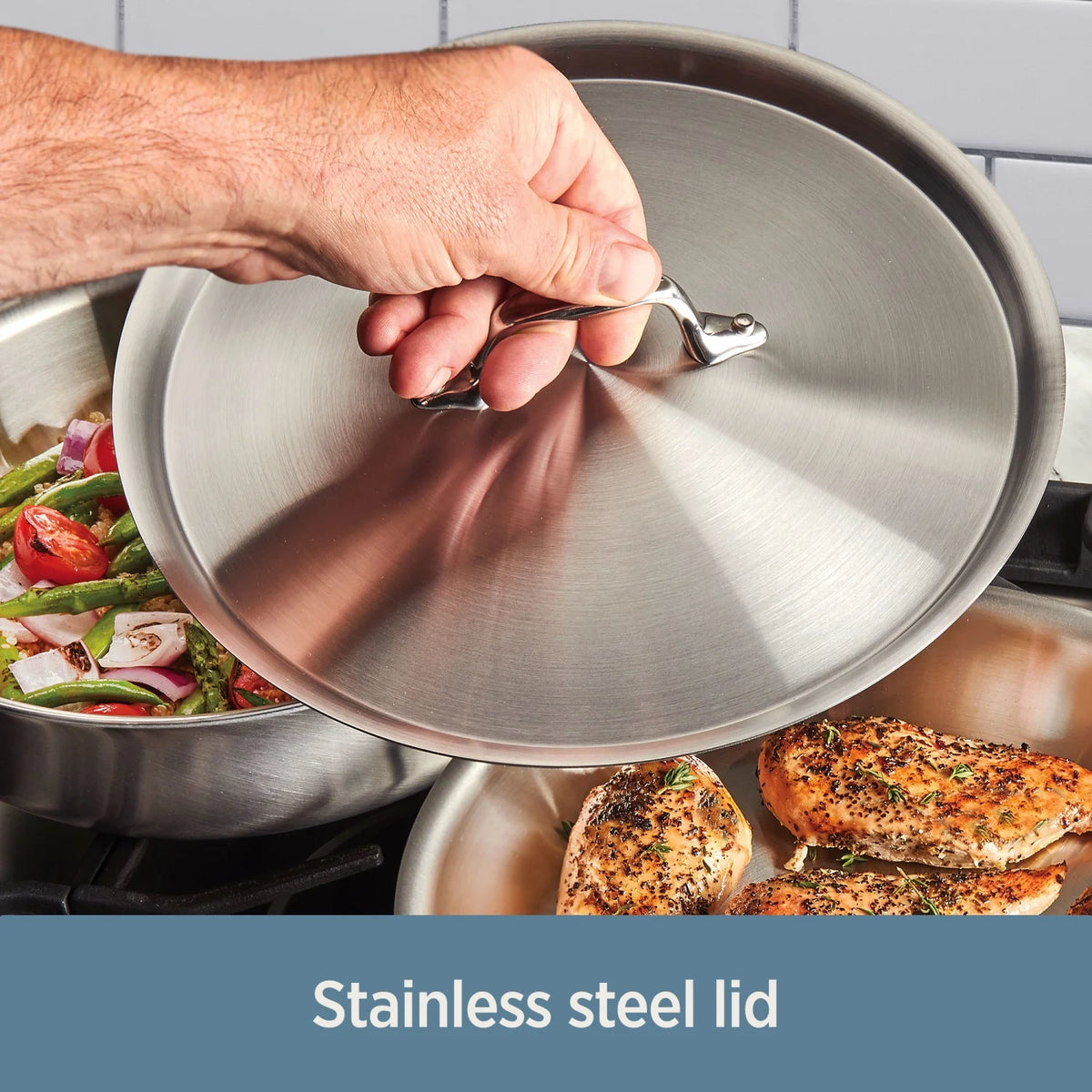 Stainless 3-ply Bonded 4 quart Saute Pan with lid V37121