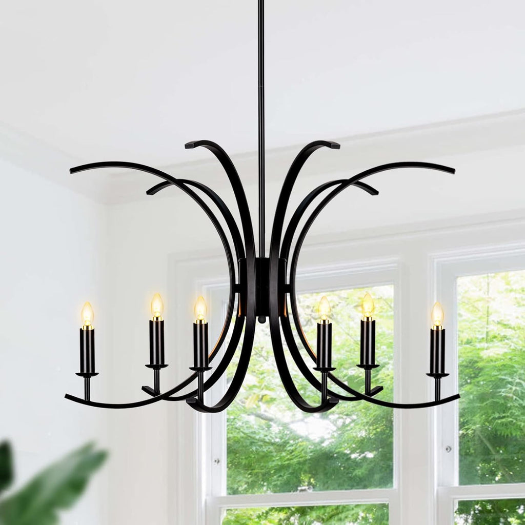 Black 6-Light Metal Chandelier I976