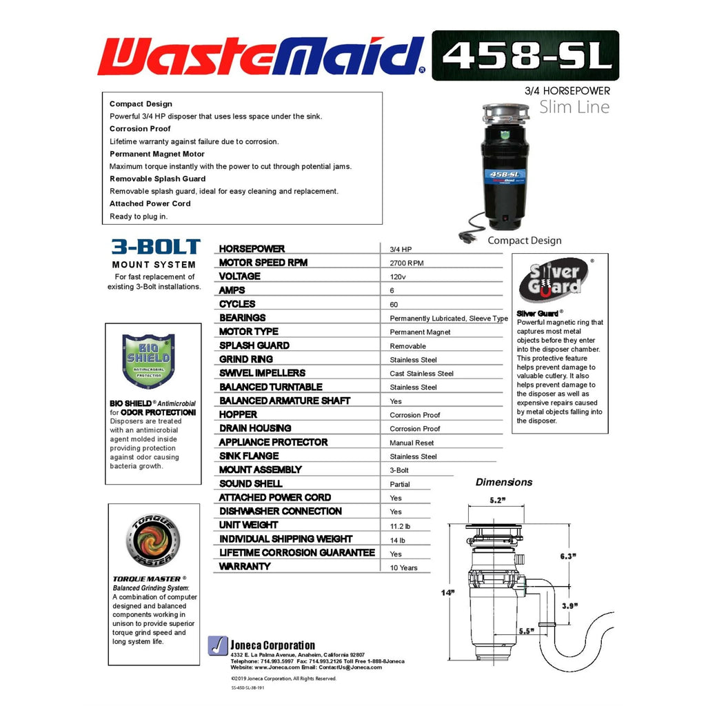 3/4 HP Black Garbage Disposal W9902
