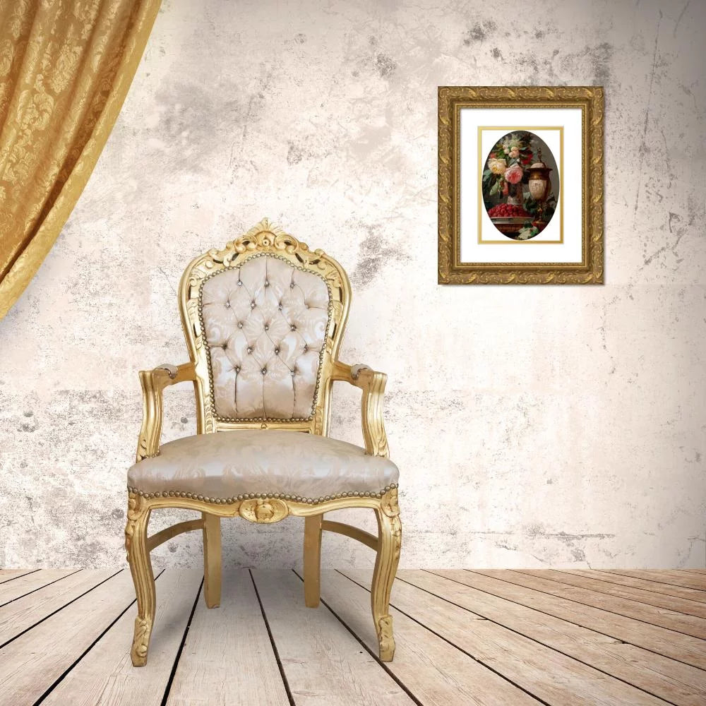 Gold Ornate Wood Frame Double Matted Art Print J557