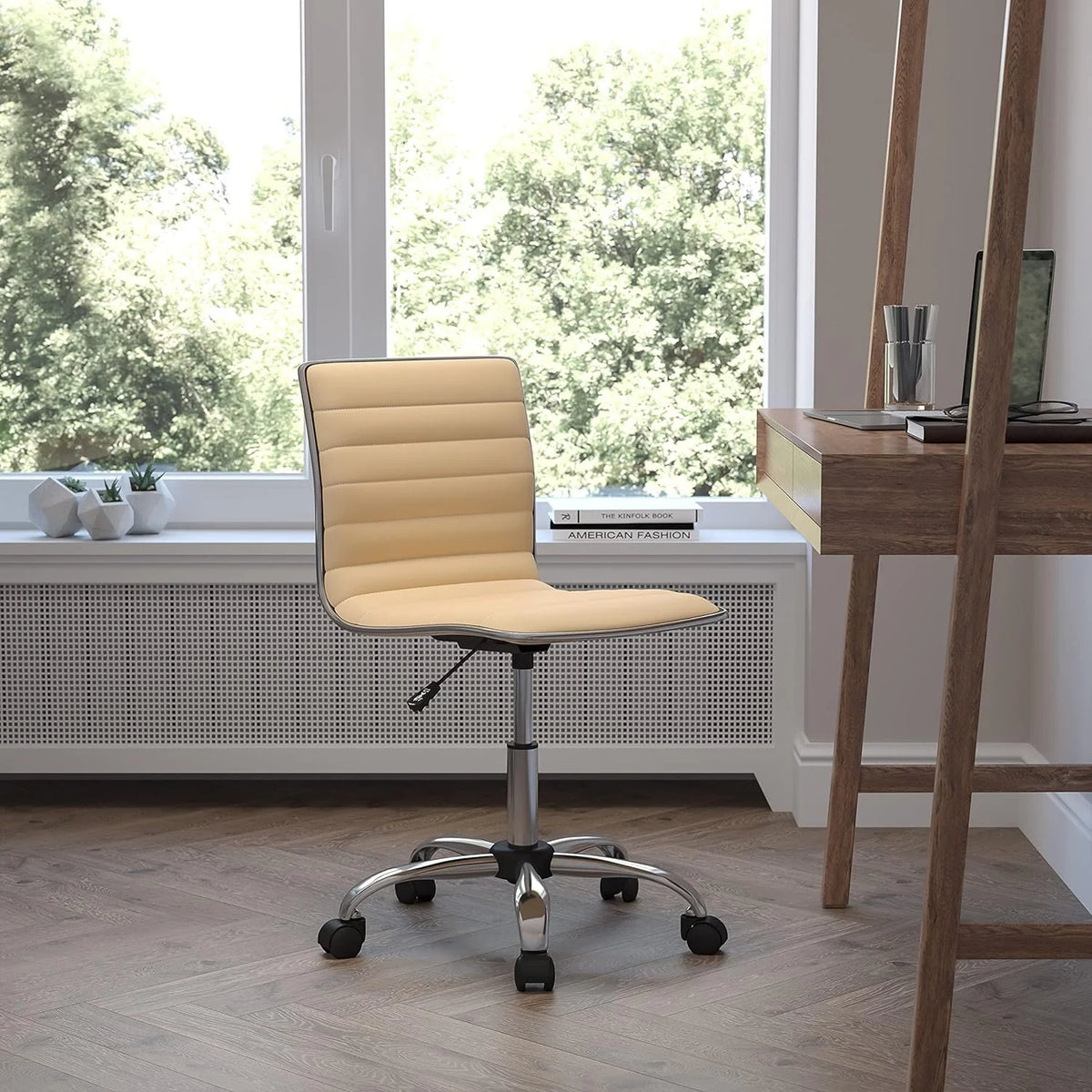 Tan Ribbed Swivel Office Chair B31225