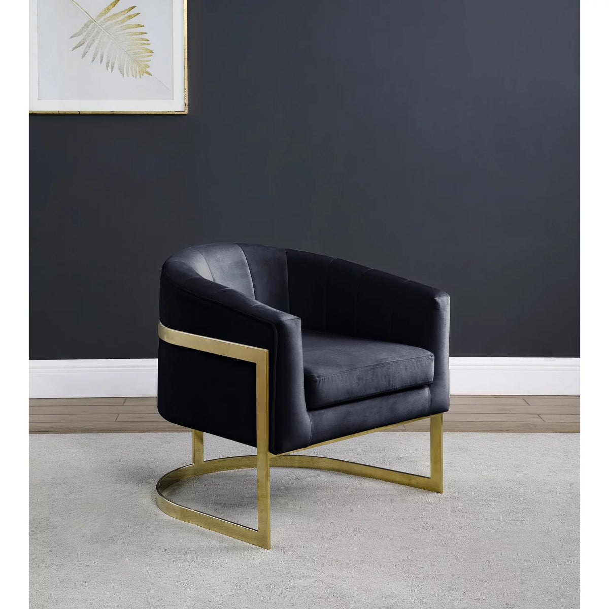 Black Velvet Upholstered Accent Chair Y2401