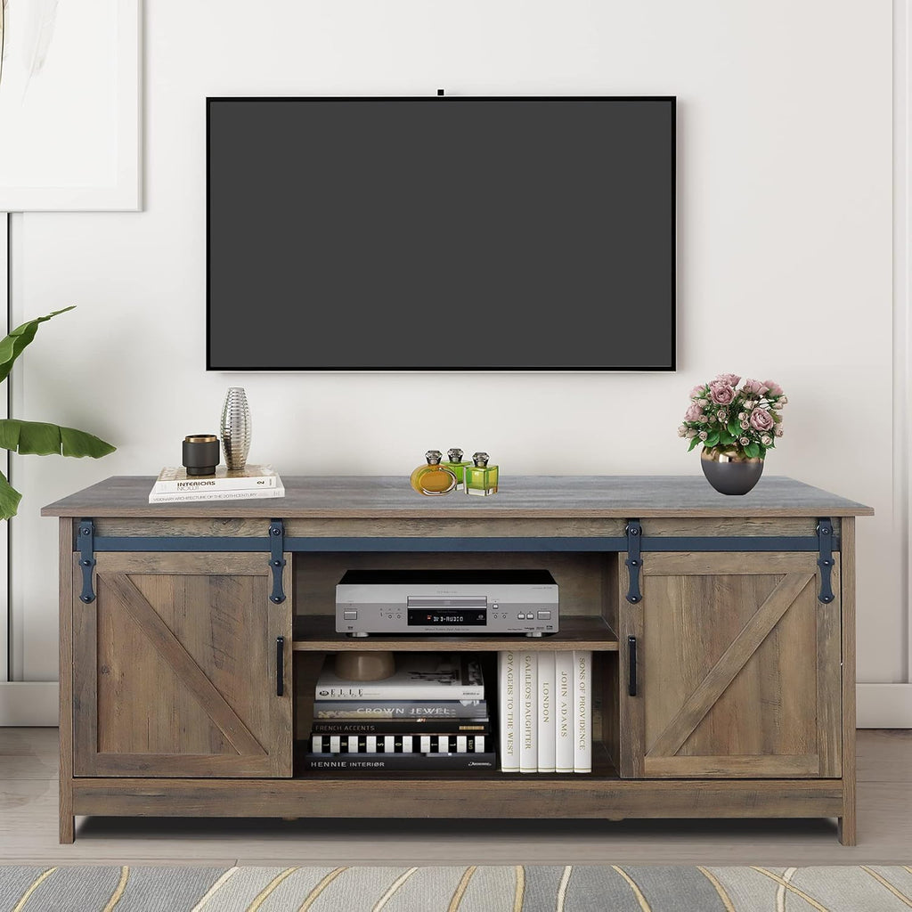 Wood Universal TV Stand with Doors and Shelves C964502