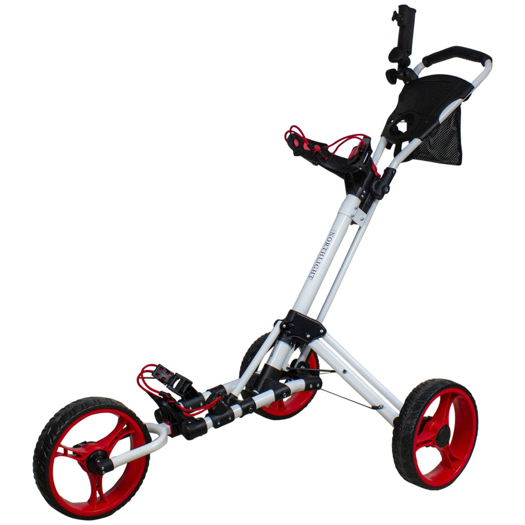 White and Red 3 Wheel Golf Push Cart G8541