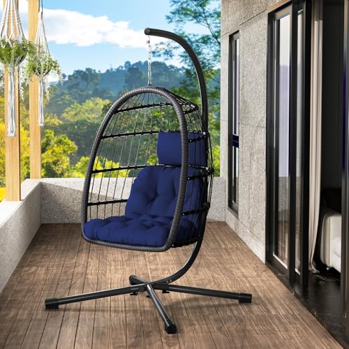 Egg Chair with Stand Rattan Wicker Hanging Swing Hammock Chair I98304
