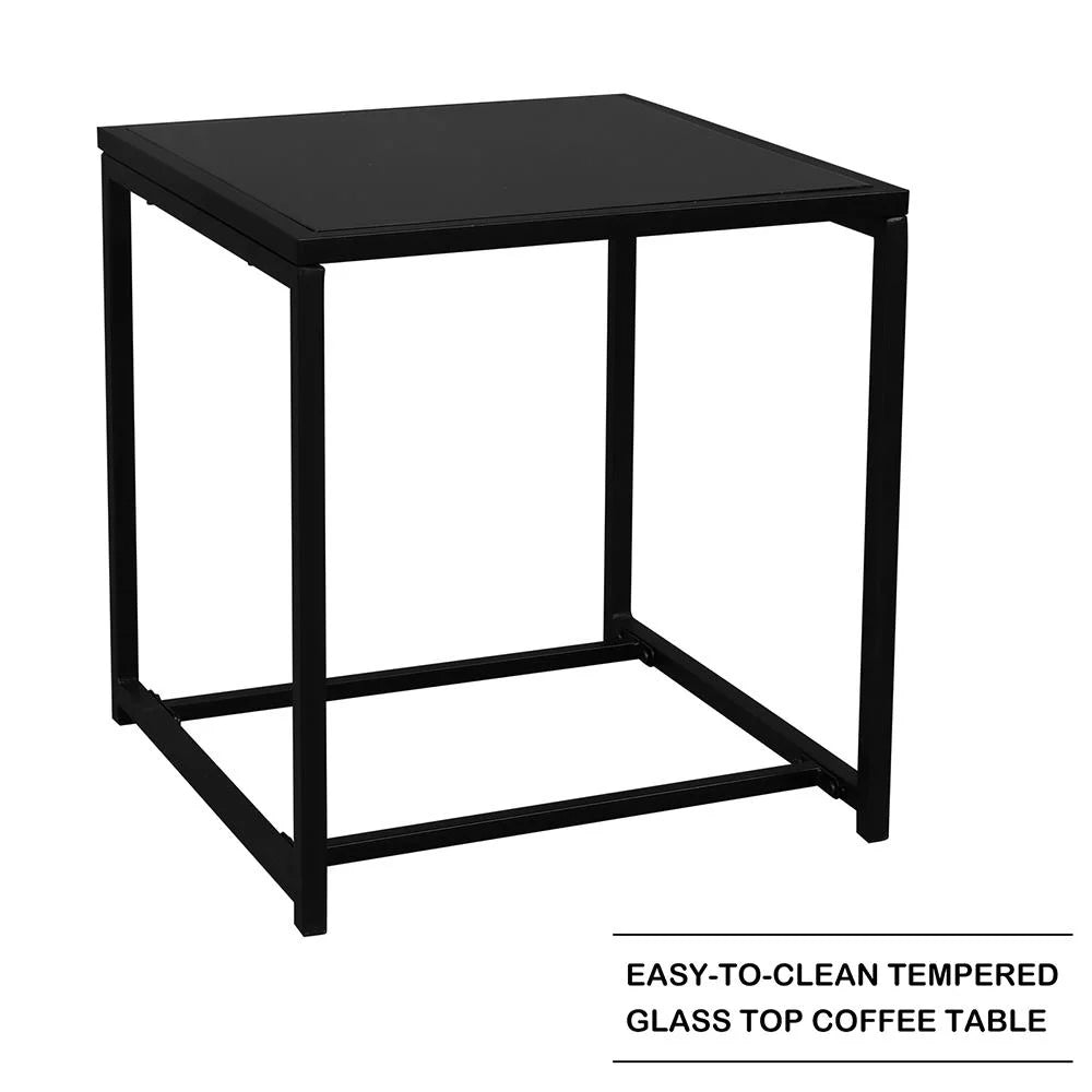 Black Wicker Patio Conversation Set with Table P28432