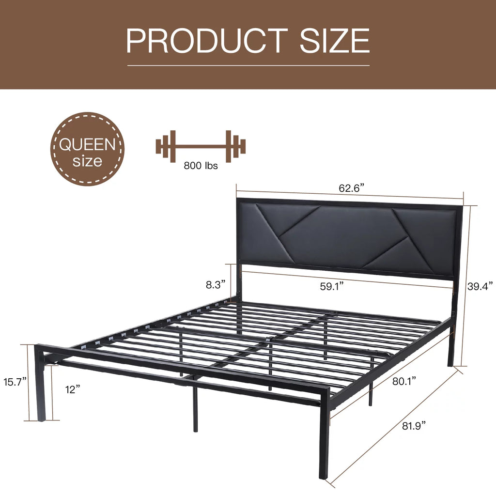 Twin Size Black Upholstered Bed Frame Z74748