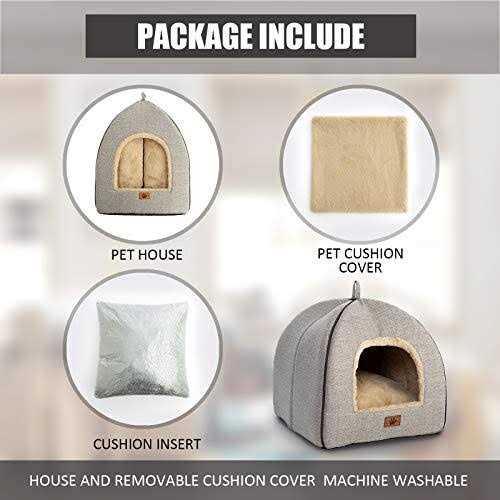 Cat Bed Tent with Removable Washable Cushioned Pillow J250