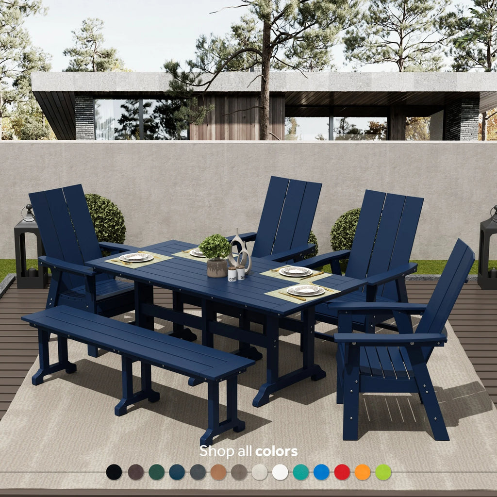 6-Piece All Weather Outdoor Dining Set with Bench M6286