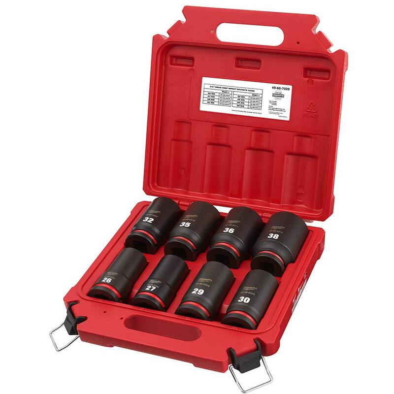 3/4 in. Drive Metric Deep Well 6 Point Impact Socket Set (8-Piece) N987569
