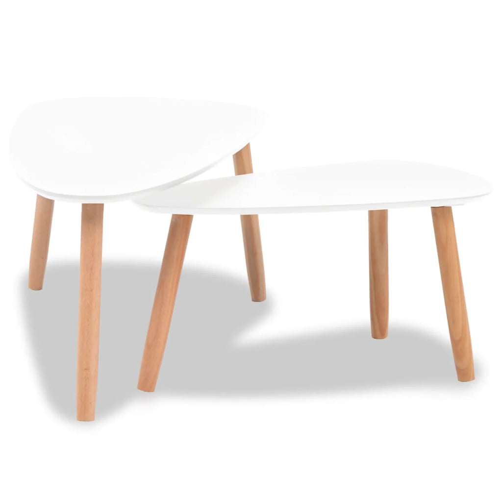 White 2 Piece Solid Pinewood Coffee Table Set P66121