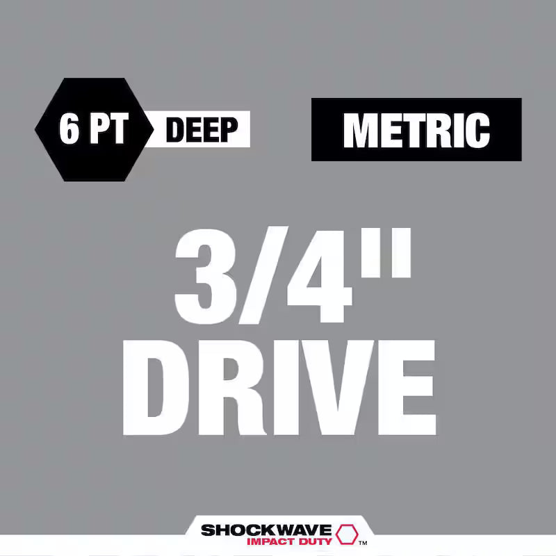 3/4 in. Drive Metric Deep Well 6 Point Impact Socket Set (8-Piece) N987569