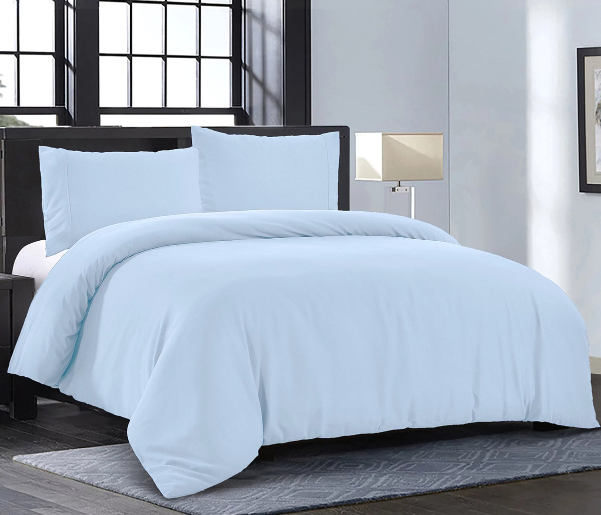 Sky Blue Queen 3-Piece Brushed Microfiber Duvet Cover X2950