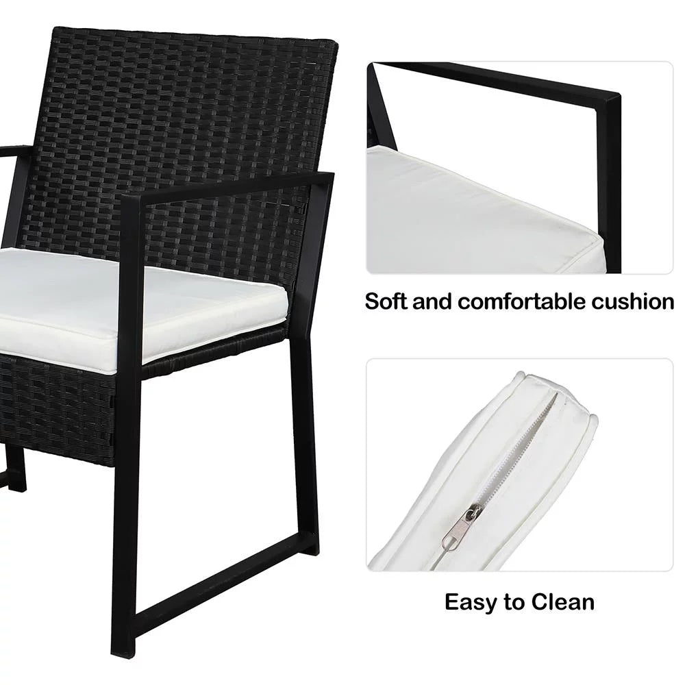Black Wicker Patio Conversation Set with Table P28432