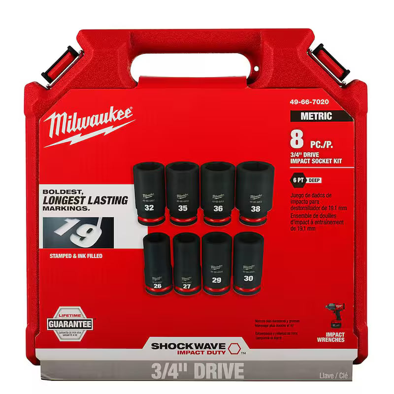 3/4 in. Drive Metric Deep Well 6 Point Impact Socket Set (8-Piece) N987569