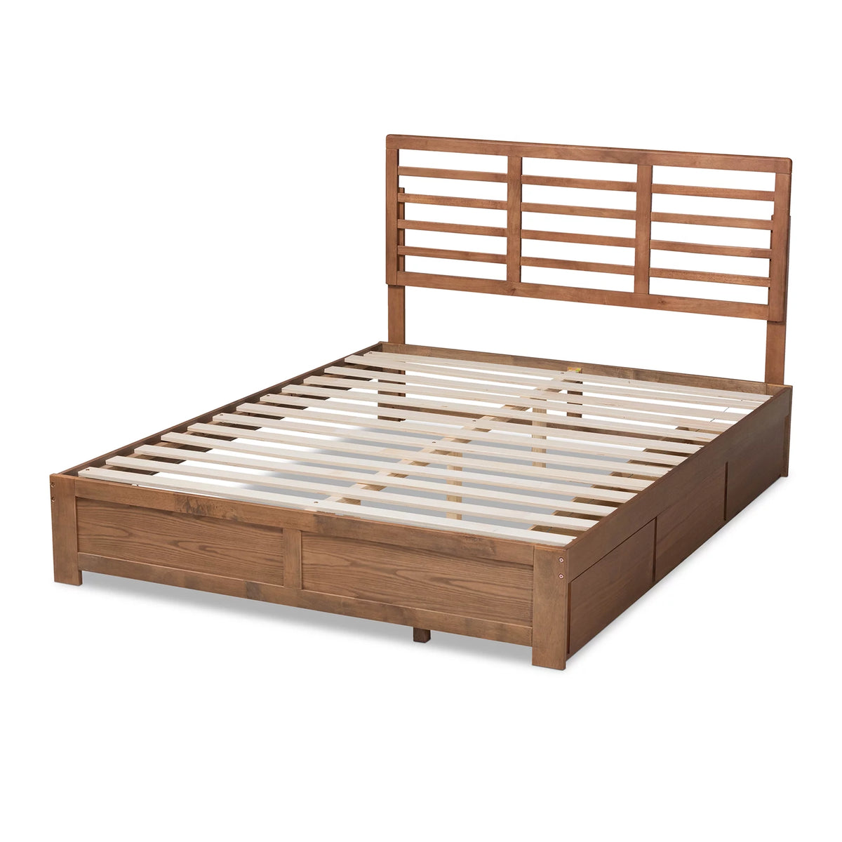 Ash Walnut Brown Wood Full Size 3-Drawer Platform Storage Bed T914597