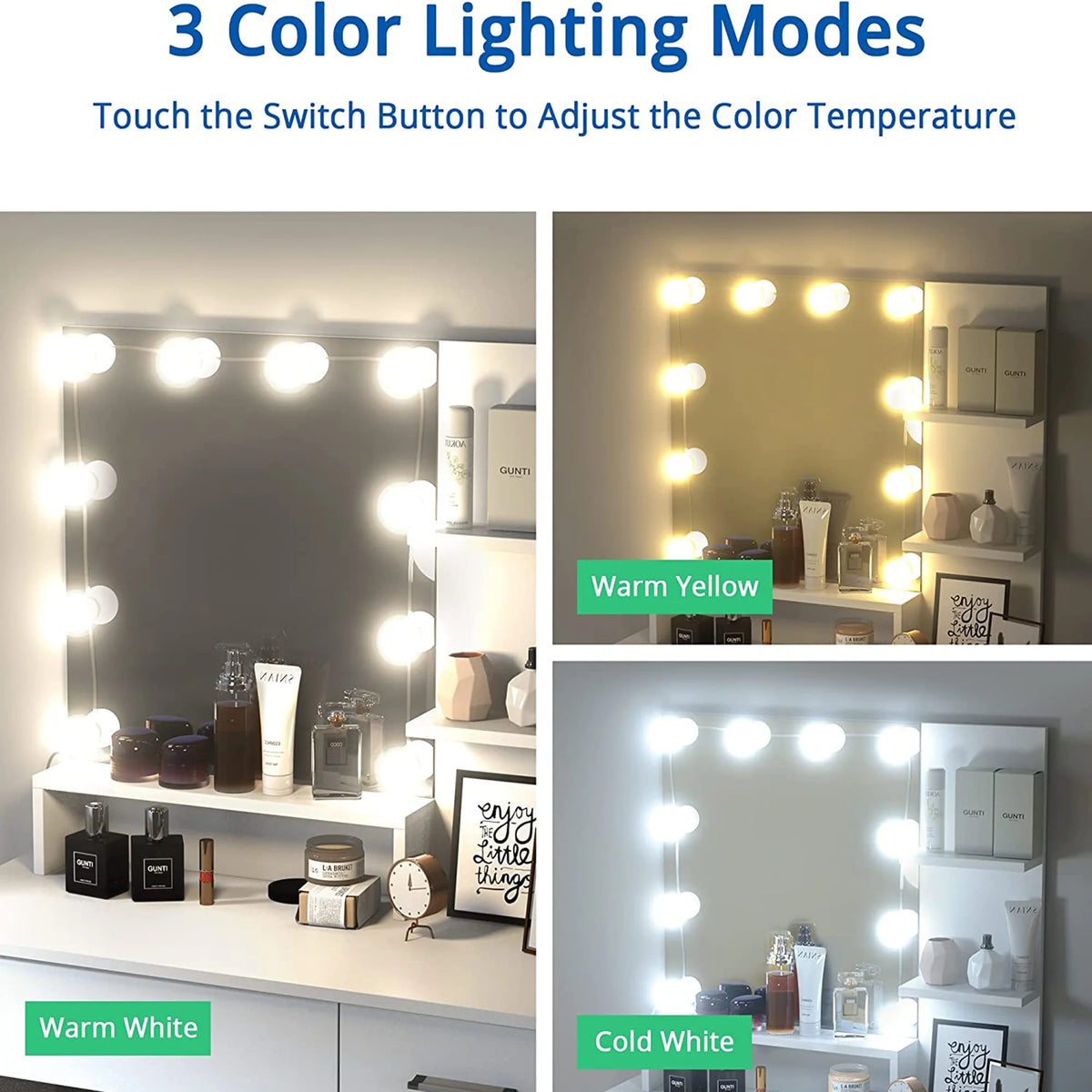 Wooden Dressing Table with Stool and LED Mirror E961