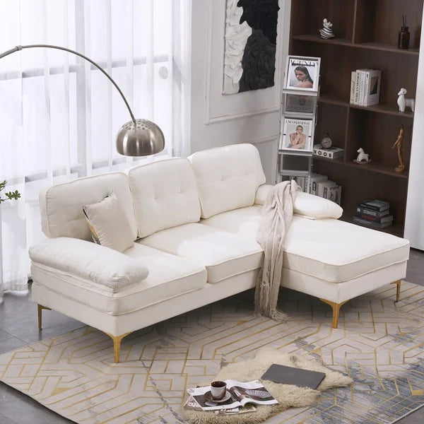 White Convertible Sectional Sofa V89358