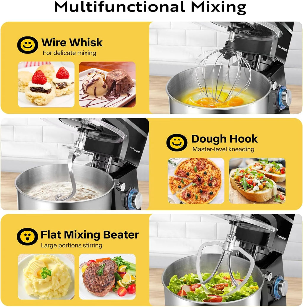 7.5 Quart 660W 6-Speed Tilt-Head Stand Mixer Black Q3632
