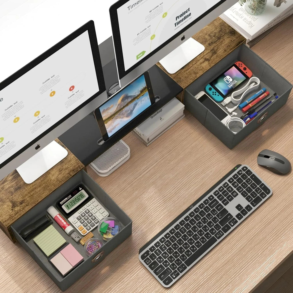 Monitor Stand Riser with Two Drawers V420