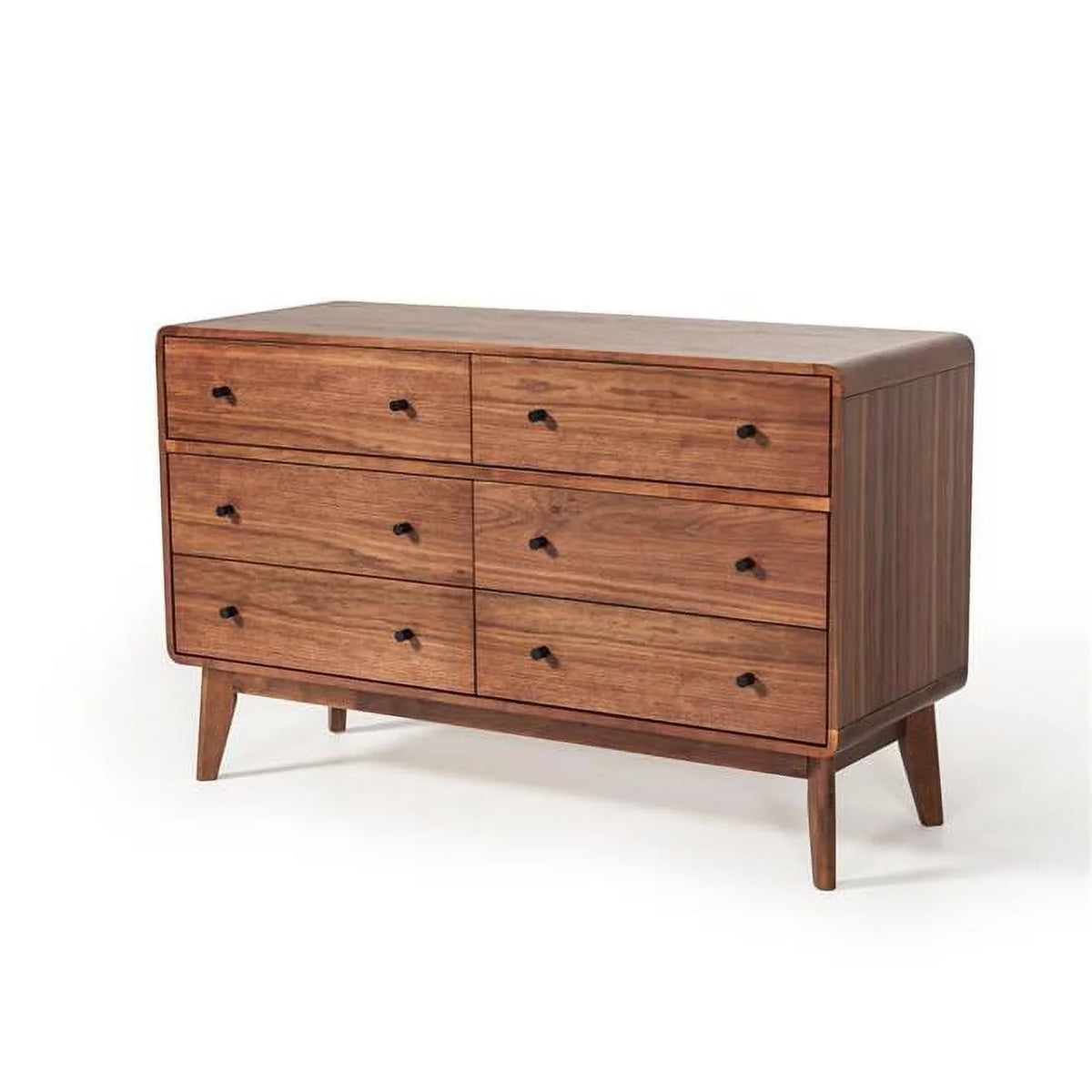 Walnut Solid Wood Six Drawers Double Dresser S3910
