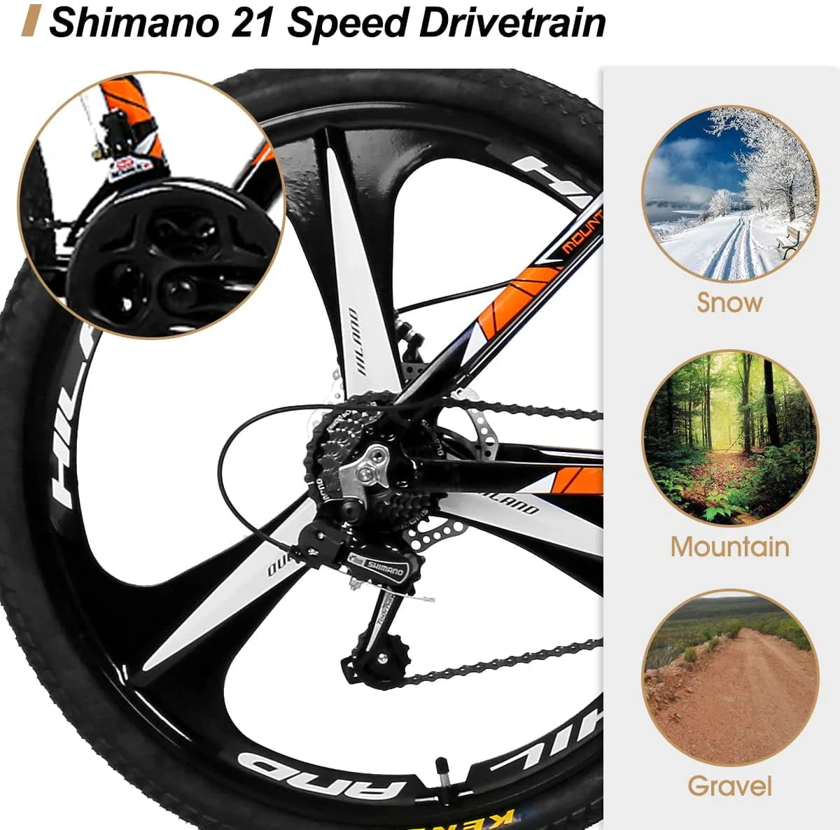 Black 21 Speed Aluminum Mountain Bike K9968