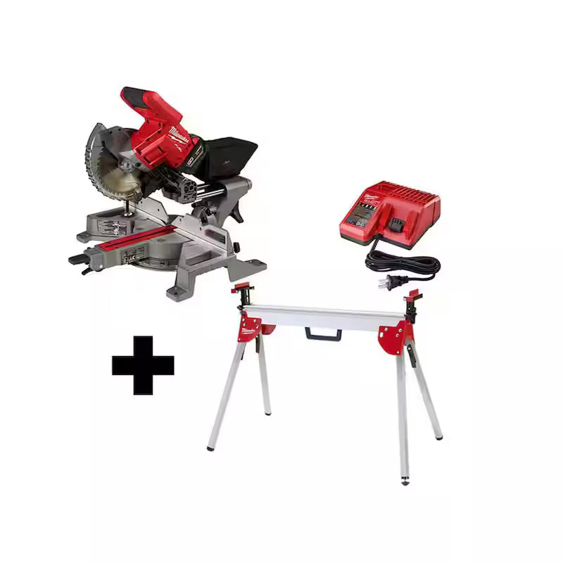 18V Lithium-Ion Brushless Cordless 7-1/4 in. Dual Bevel Sliding Compound Miter Saw Kit E6982