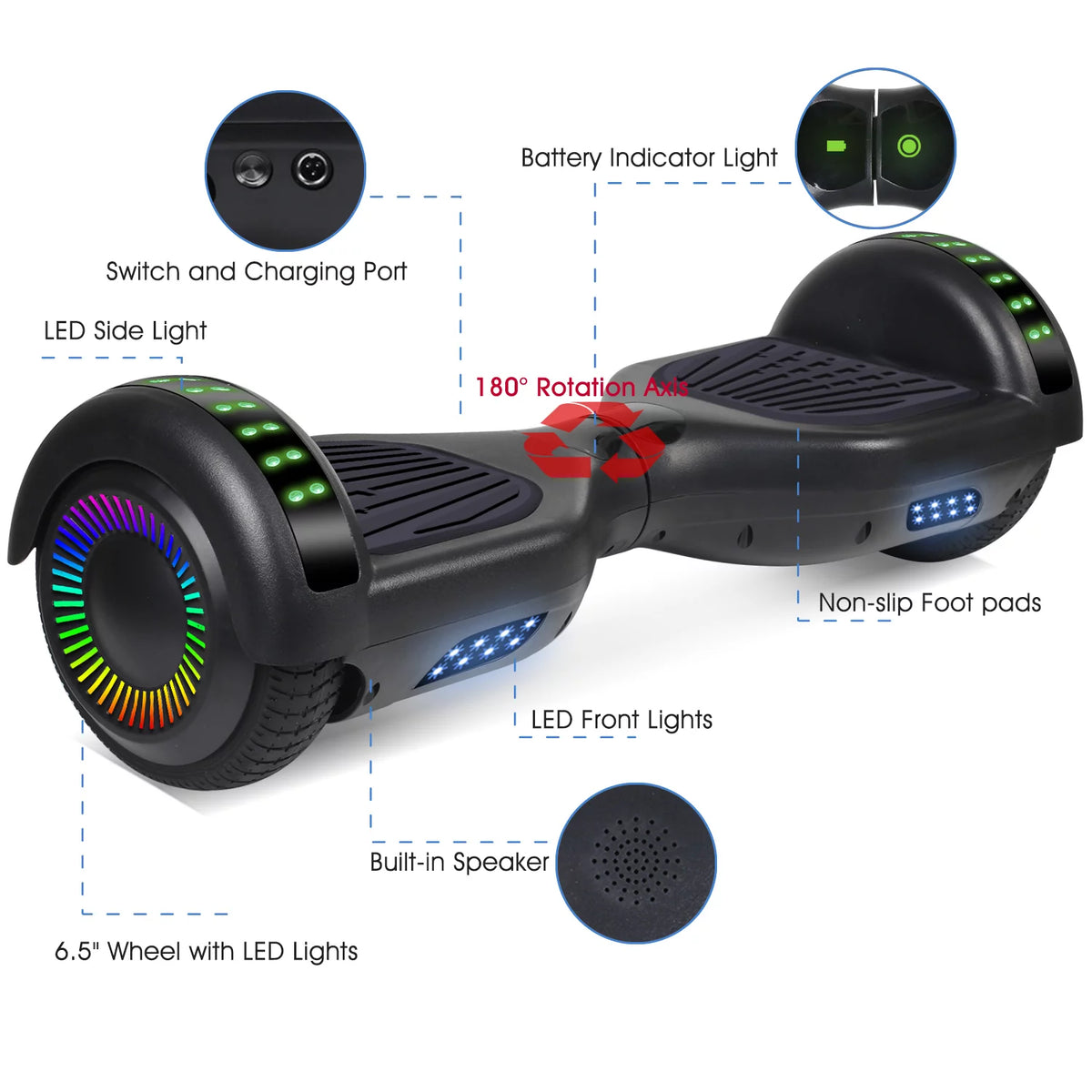 Orange and Gray Self Balancing Hoverboard with LED Lights and Bluetooth X1992