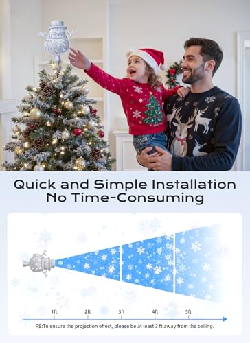 Christmas Tree Topper with 3D Glitter LED Snowflake Projector Lights B1322