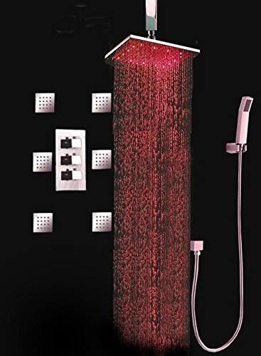 10x22 LED Rainfall Shower Head with 6 Massage Jet C644692