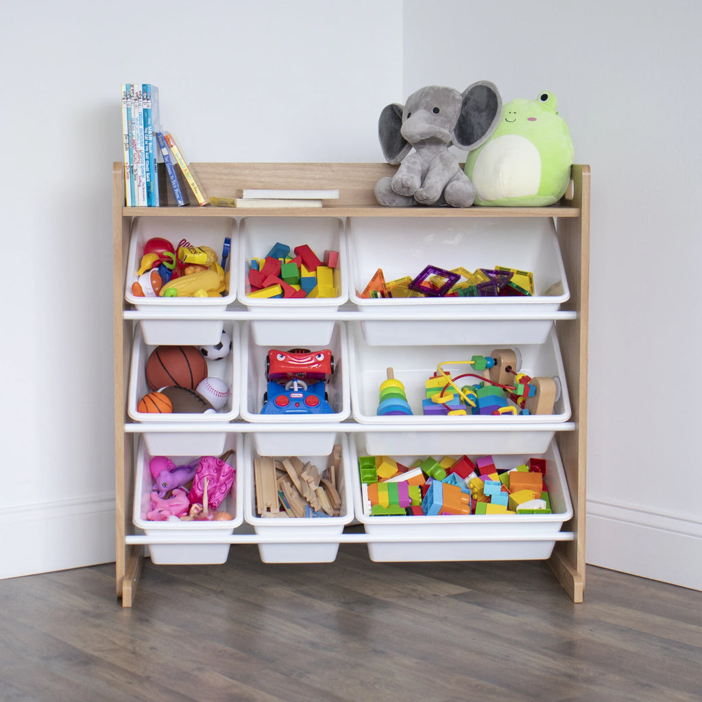 Toy Storage Organizer with Shelf and 9 Storage Bins F387