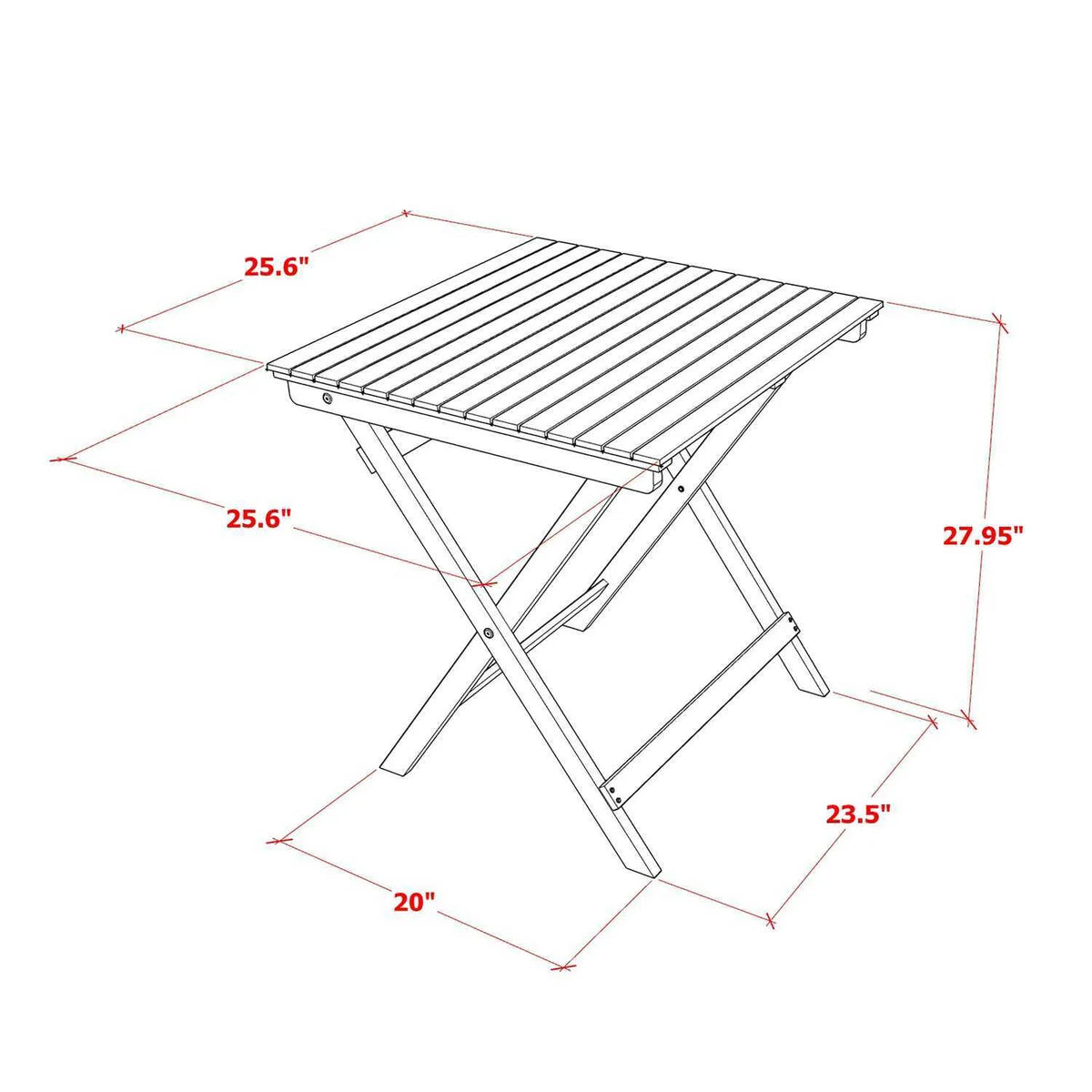 Square Wooden Outdoor Table Acacia Wood Natural Oil Finish Z90659