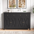 White 4-Doors 2-Drawers Wood Storage Cabinet with Adjustable Shelves A330