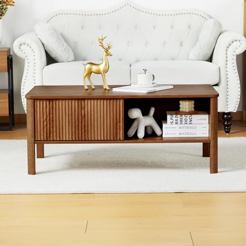 Walnut Lift Top Coffee Table with Hidden Compartment N682