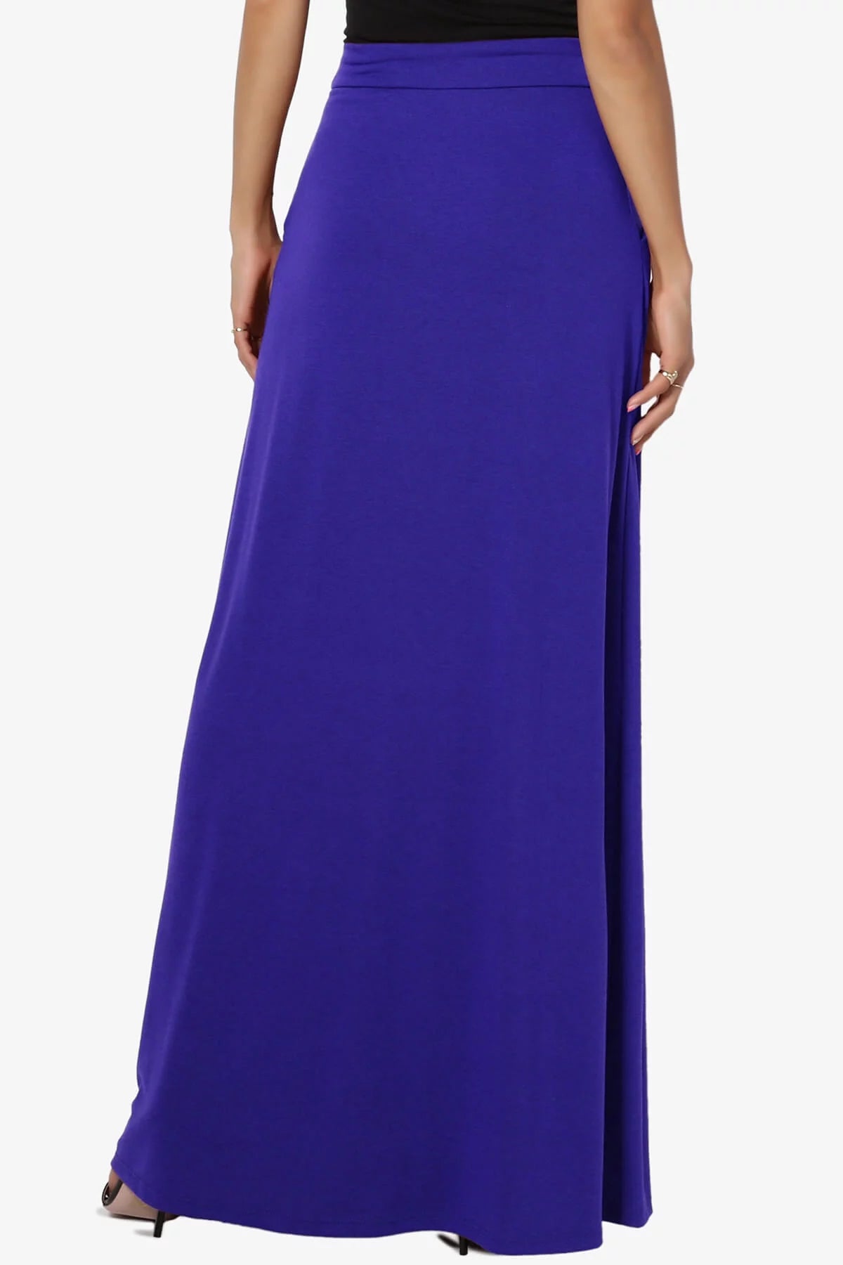 Drawstring Waist Pocket Jersey A-Line Maxi Skirt K2050
